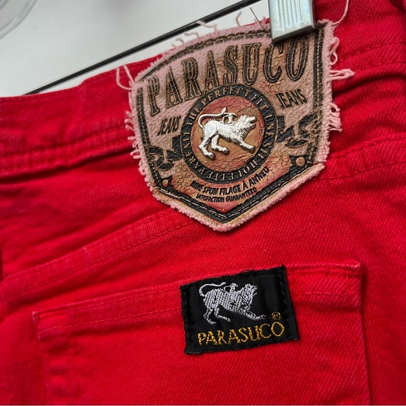 Parasuco - size 31 - vintage 90s denim - solid red - jeans skinny high rise - Picture 4 of 7
